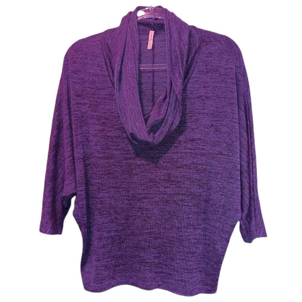 Olivia Moon Purple Heather 3/4 Sleeve Cowl Neck Sweater Size M